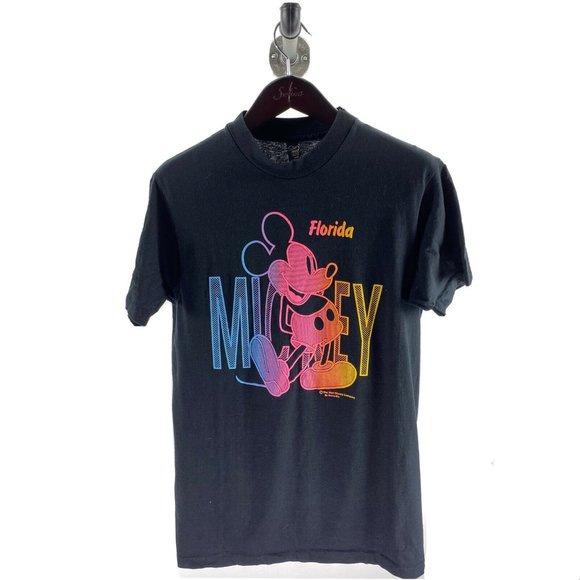 MICKEY FLORIDA Disney T-shirt Black M Vintage - Picture 1 of 4